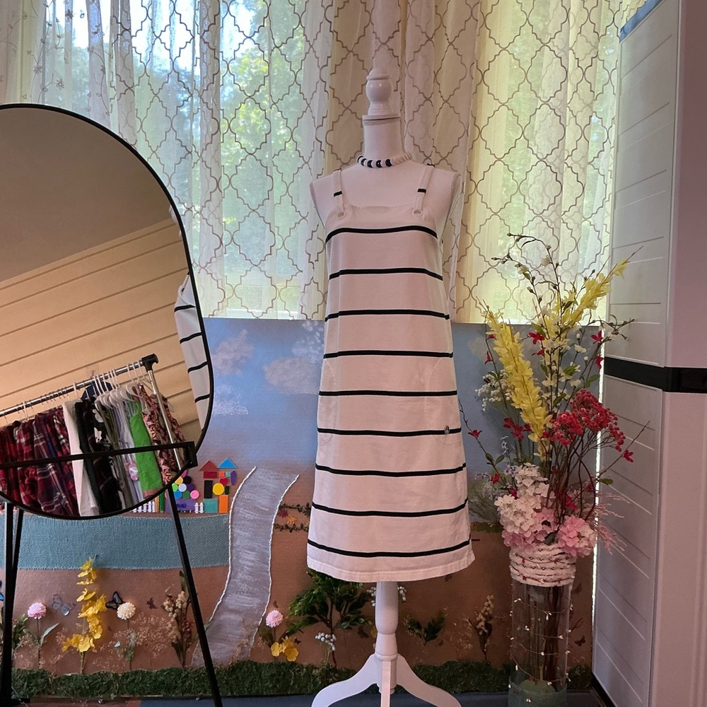 Striped Midi Dress - Black and White